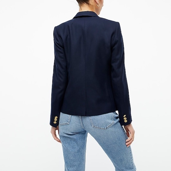 J. Crew Schoolboy Blazer Navy 98% Wool size 6 fully Lined Gold Crest Buttons - Picture 5 of 10